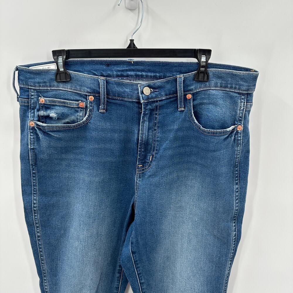 GAP DENIM Vintage Slim Mid Rise Distressed Medium Wash Jean // 16 Short - Picture 2 of 8